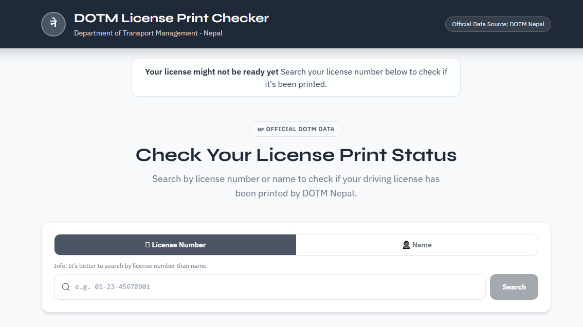 DOTM license print checker